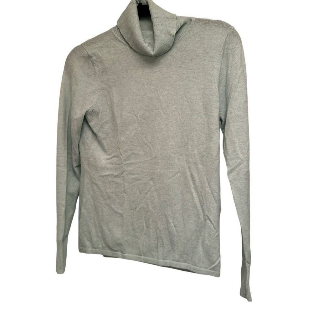 Etcetera mint turtleneck sweater with unique button back- size s